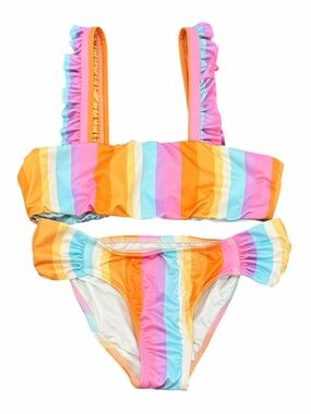 Billabong Colorful Striped Two Piece Swimsuit Girls 10